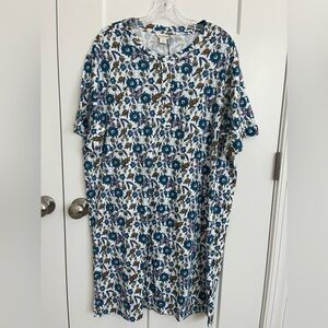 Vera Bradley Sleep Shirt Nightgown Wild Prairie Blue Butterfly Henley M NWT